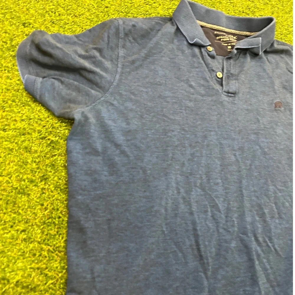 Banana Republic Mens XL Tall Blue Organic Cotton Pique Elephant Logo Polo Shirt